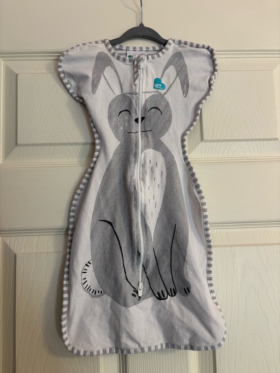 Love to dream Other - Love to dream Gray Bunny Zip Swaddle with Striped Trim